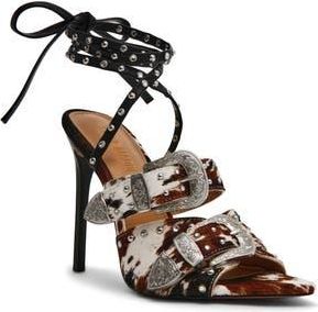 Steve Madden Saddle Embellished Ankle Strap Sandal in Cow Print at Nordstrom Rack, Size 5.5