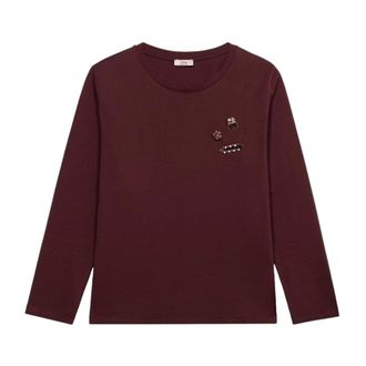 Oltre Tops, Dames, Rood, S, Katoen, T-shirt met Pins