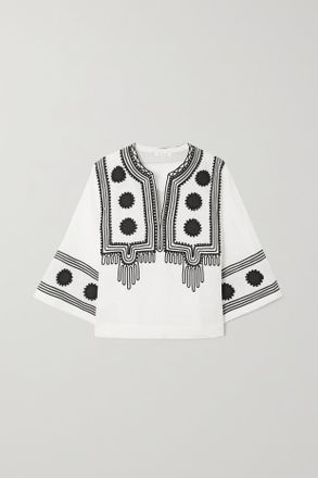 Fil de Vie Astrid Cord-trimmed Ramie Blouse - Crema