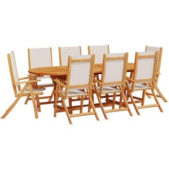 vidaXL Juego Comedor De Jard&iacute;n 9 Pzas Madera Maciza Acacia Y Textileno Vidaxl