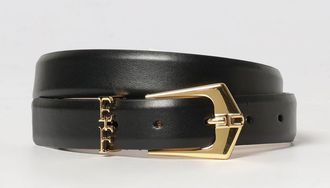 Elisabetta Franchi Cintura in pelle con fibbia e logo metallico