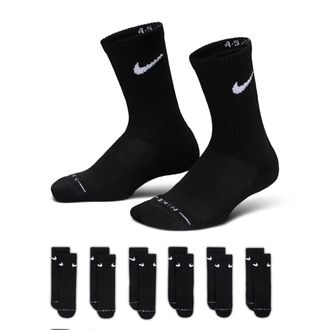 Nike Kids Dri-FIT Elevated Everyday Crew Socks (6 Pairs) in Black | BN1369-023