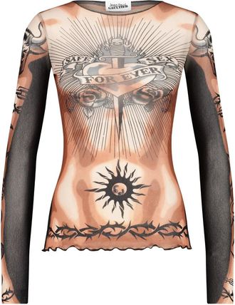 Jean Paul Gaultier Long-sleeves Tattoo-print Top