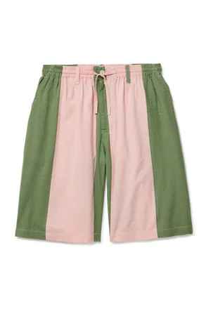 Kardo Milo Straight-Leg Striped Cotton-Jacquard Drawstring Shorts