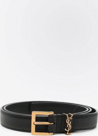 Saint Laurent Cintura sottile Cassandre in pelle di vitello liscia con monogramma