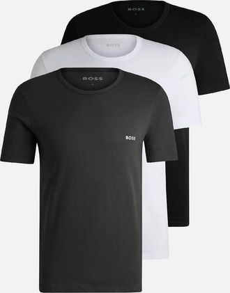 HUGO BOSS Mens 3 Pack of Logo Embroidered T-Shirts - Multi - Size: 36