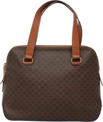 Celine Vintage Macadam Handbag Canvas And Leather Brown Canvas Handbag (Pre-Owned)