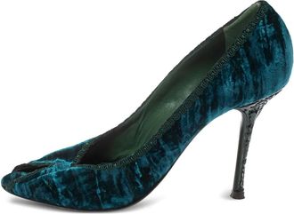 Le Silla Pre-owned 100 mm fluwelen pumps met open neus - Blauw