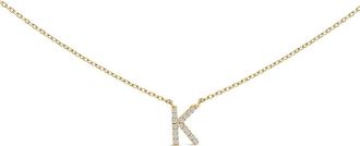 House of Brilliance 10K Yellow Gold Diamond Accent A-Z Block Initial Pendant Necklace in Yellow Gold | K at Nordstrom