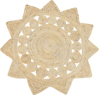 Beliani Beliani - Alfombra De Yute Beige Trenzada &Oslash; 120 Cm Sala De Estar R&uacute;stico Boho Moderno Araban