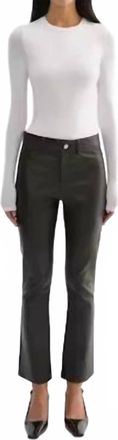 LaMarque Faris Stretch Leather Pants In Dark Olive