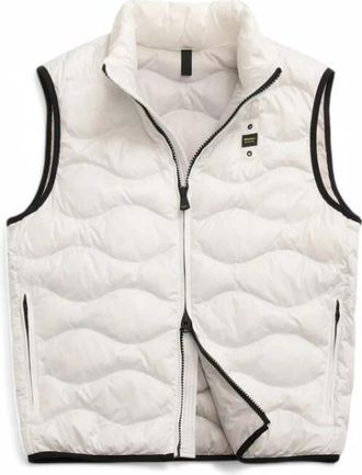 Blauer Gewatteerde Polyester Mouwloze Jas - Heren - Bodywarmers - Wit - 2XL - Polyester - Jassen