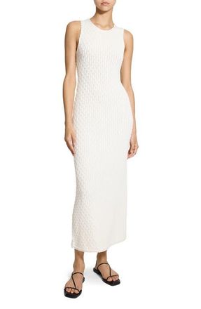 Theory Orchard Texture Sleeveless Organic Cotton Knit Maxi Dress in Ivory at Nordstrom, Size X-Large