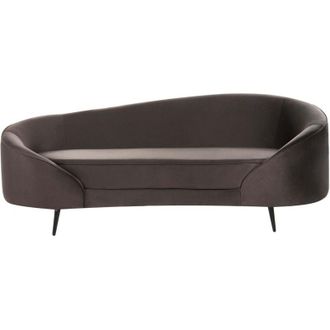 Beliani Sofa Dark Brown Velvet Glamour Curved Retro Styled 2 Seater with Gold Metallic Legs SAVAR