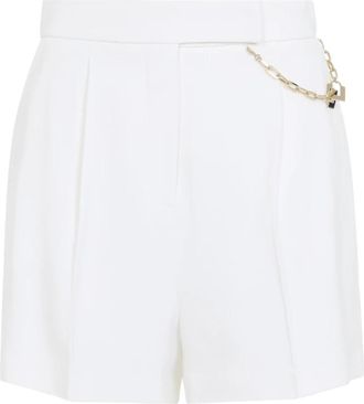 Elisabetta Franchi Gabardine Shorts Met Gekraalde Logo - Dames - Bermuda - Beige - S - Korte Broeken