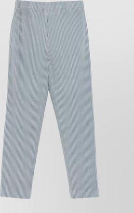 Homme Pliss&eacute; Issey Miyake straight-leg trousers with elastic waistband and vertical stripes