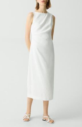 Theory Shoulder Drape Linen Blend Dress in Ivory at Nordstrom Rack, Size 14