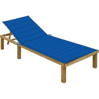 vidaXL Tumbona Con Coj&iacute;n Azul Royal Madera De Pino Impregnada Vidaxl