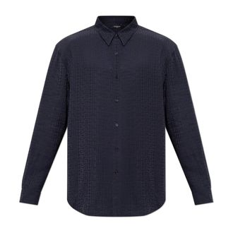 Balmain Formal Shirts, male, Blue, Size: 3XL Monogram Jacquard Shirt