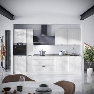Vicco Mueble De Cocina Fame-line, Blanco Casa De Campo/blanco, 310 Cm, Et Antracita, Vicco