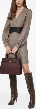 Twin-Set Geruite mini-jurk met pofmouwen - Bruin