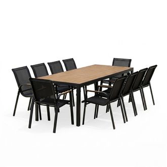 Concept Usine Mobiliario de jard&iacute;n de 10 plazas con mesa de efecto madera de 240 cm