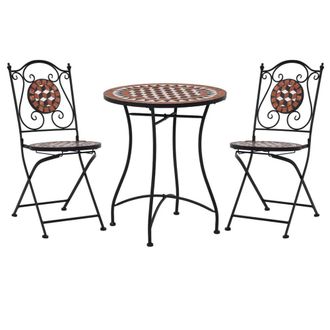 Berkfield Home 3 Piece Mosaic Bistro Set Ceramic Tile Terracotta in Brown