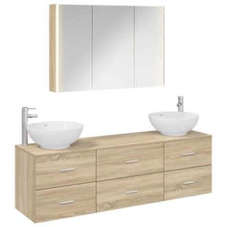vidaXL Juego De Muebles De Ba&ntilde;o 4 Pcs Roble Sonoma Vidaxl