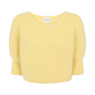 Americandreams Koa Alpaca Pullover - Dames - V-hals truien - Geel - S - Wol - Truien & Vesten
