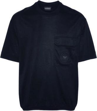 Emporio Armani Blauw T-shirt met korte mouwen 3D1Ta 01Juvz 0920 - Heren - T-shirts - Blauw - S - Tops