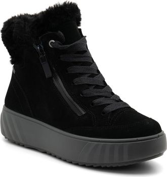 Ara Mikayla Faux Fur Lined Lace-Up Boot in Black at Nordstrom, Size 8