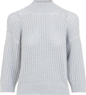 PESERICO Light Blue Knitted Mock Collar Sweater