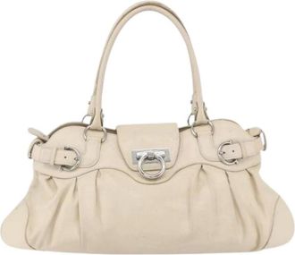 Ferragamo Pre-owned Handbags, female, Beige, Size: ONE SIZE Pre-owned Leather Handbag