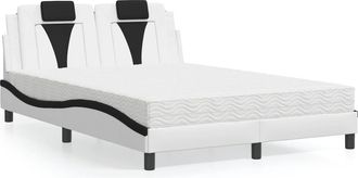 vidaXL Vidaxl - Cama Con Colch&oacute;n Cuero Sint&eacute;tico Blanco Y Negro 120x200 Cm