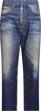 Our Legacy Mid-Wash Denim Jeans with Classic Five-Pocket Design and Distressed Details