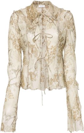 Acne Studios floral-print semi-sheer shirt - women - Silk - 36 - Neutrals
