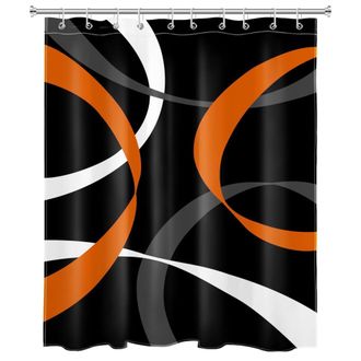 OEM Cortina De Ducha Con Estampado Geom&eacute;trico Moderno, Estilo Art&iacute;stico Retro Medieval Abstracto En Color Naranja, Impermeable Y Duradera, 60 X 72 Pulgada