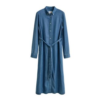 GANT Shirt Dresses, female, Blue, Size: M Chambray Shirt Dress
