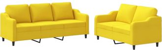 vidaXL Vidaxl - Juego De Sof&aacute;s Con Cojines 2 Piezas Tela Amarillo Claro