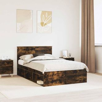 Berkfield Home Bed Frame Smoked Oak 120 x 190 cm Engineered wood in Brown