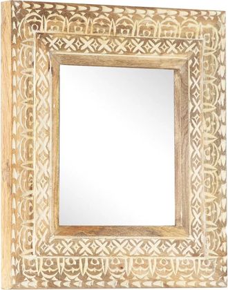 vidaXL Espejo Tallado A Mano Madera Maciza De Mango 50x50x2,6 Cm Vidaxl