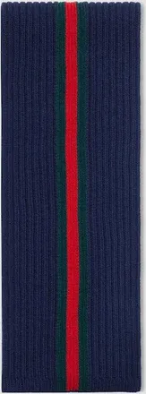 Gucci Kids - Rib Wool Scarf With Web, Blue