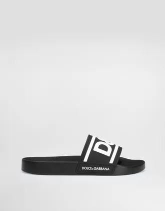 色艶【Dolce & Gabbana】カーフスキン DGロゴ スライドサンダル ブラックのウィメンズ スライドサンダル カーフスキン DGロゴ