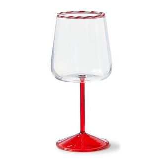 Tag Peppermint Stripe All Purpose Wine Glass Red Multi Borosilicate 3.46x7.75 in Christmas in Clear at Nordstrom