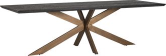 Richmond Interiors Grosser Massivholz Design Esstisch Blackbone Brass 260 x 100 cm