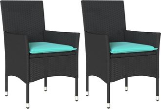 vidaXL Sillones De Jard&iacute;n Con Cojines 2 Uds Rat&aacute;n Sint&eacute;tico Negro Vidaxl