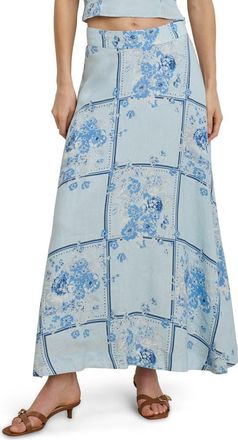 Favorite Daughter There For You Linen Maxi Skirt in Floral Scarf at Nordstrom, Size 10