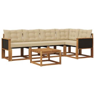 vidaXL Conjunto De Sof&aacute;s De Exterior Con Coj&iacute;n 6 Pcs Natural Y Beige Vidaxl