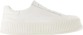 Jil Sander Witte leren sneakers - Ronde neus - Dames - Sneakers - Wit - 39 EU - Leer - Schoenen