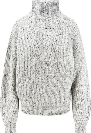 Isabel Marant Trui met Halve Rits - Dames - Coltruien - Grijs - 3XS - Katoen - Truien & Vesten